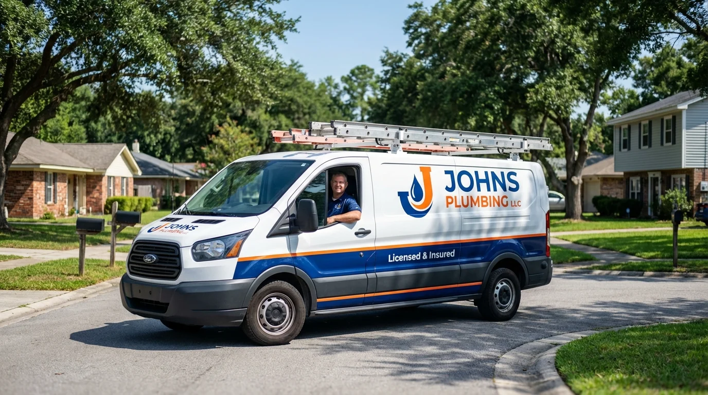 Johns Plumbing LLC service van in Fletcher, OK